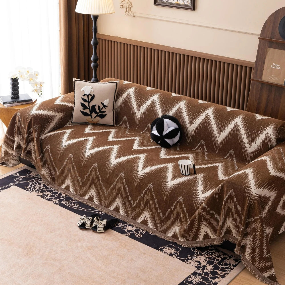 Ockra Streak Texturerat Sofföverdrag Carvallo