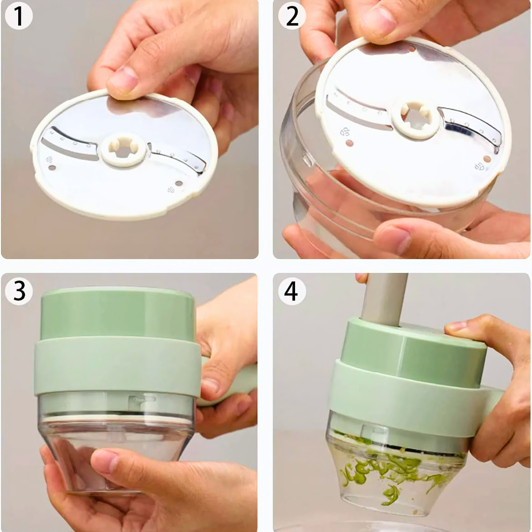 QuickChop - Trådlös 4 i 1 grönsaksskärare för enkel matlagning Carvallo