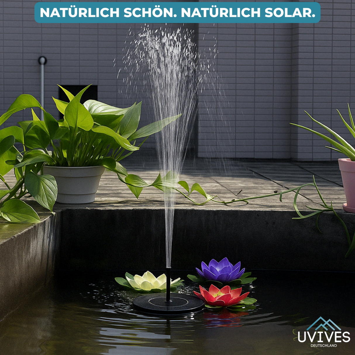 AquaBloom™ – Solart fontän för lugn och elegans i trädgården Carvallo