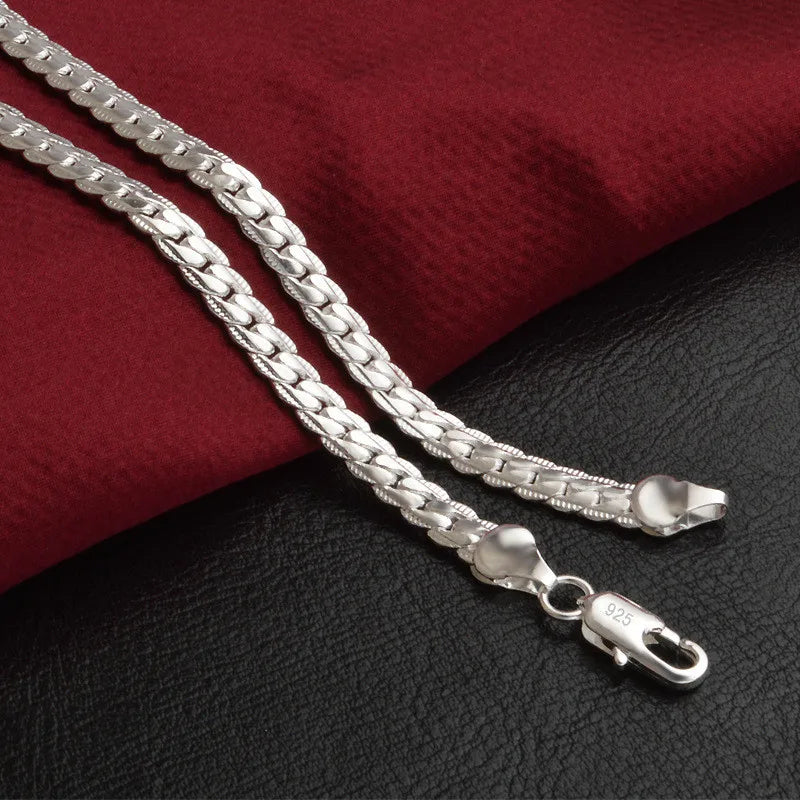 Sterling Silver Platt Kedja Halsband för Kvinnor Carvallo