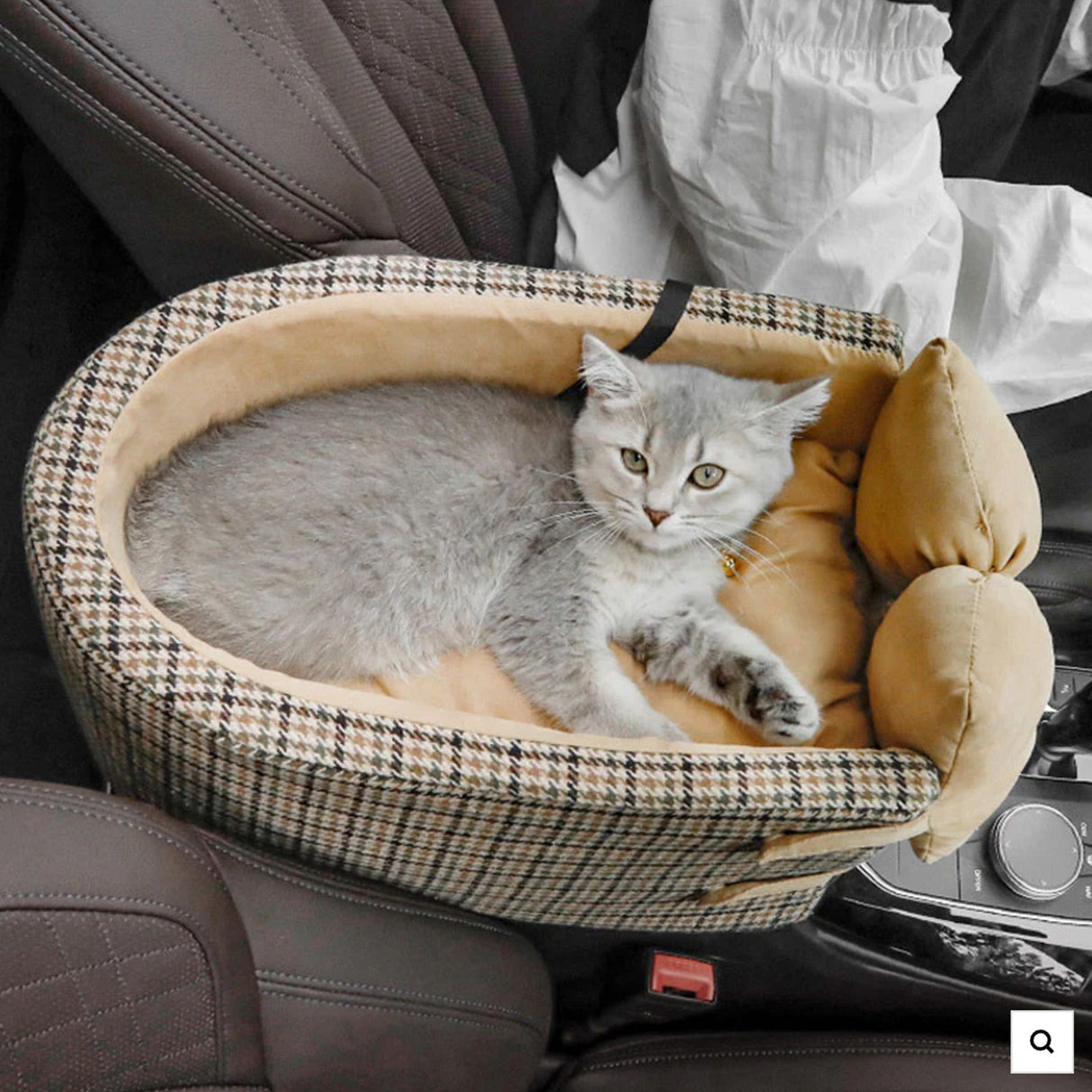 Houndstooth Lookout Console Pet Car Seat – Bekväm, Säker & Stilren Carvallo