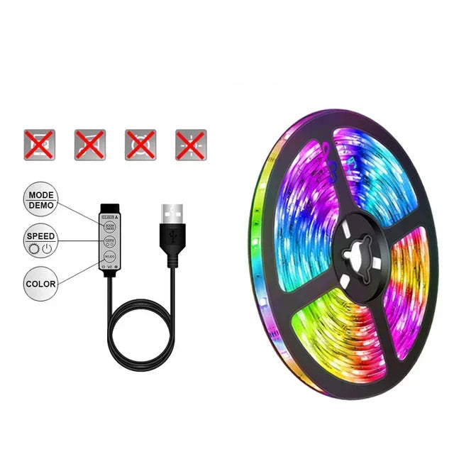 RGB LED-strips med USB-anslutning - färgändringsljus för atmosfär och TV-bakgrundsbelysning Carvallo