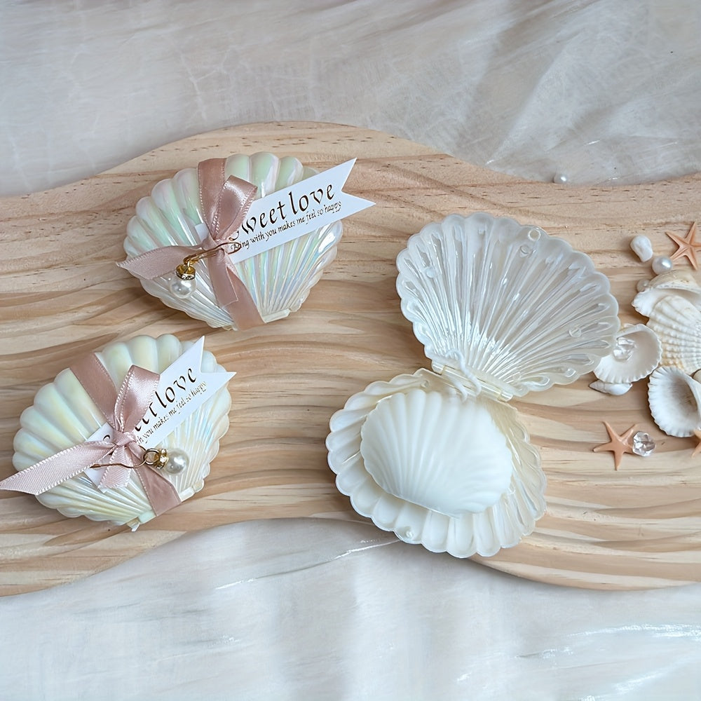 Romantiska snäckskalljusgåvor - 10 doftande bitar med sojavax och freesia och rosa banddekorationer MILA Sverige