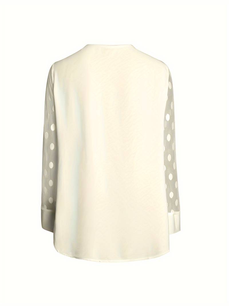 Dam Långärmad Topp Festtoppar Mjuk Blandning Hackad Halsringning-Kvinnors toppar-Bellasverige-Hemnix