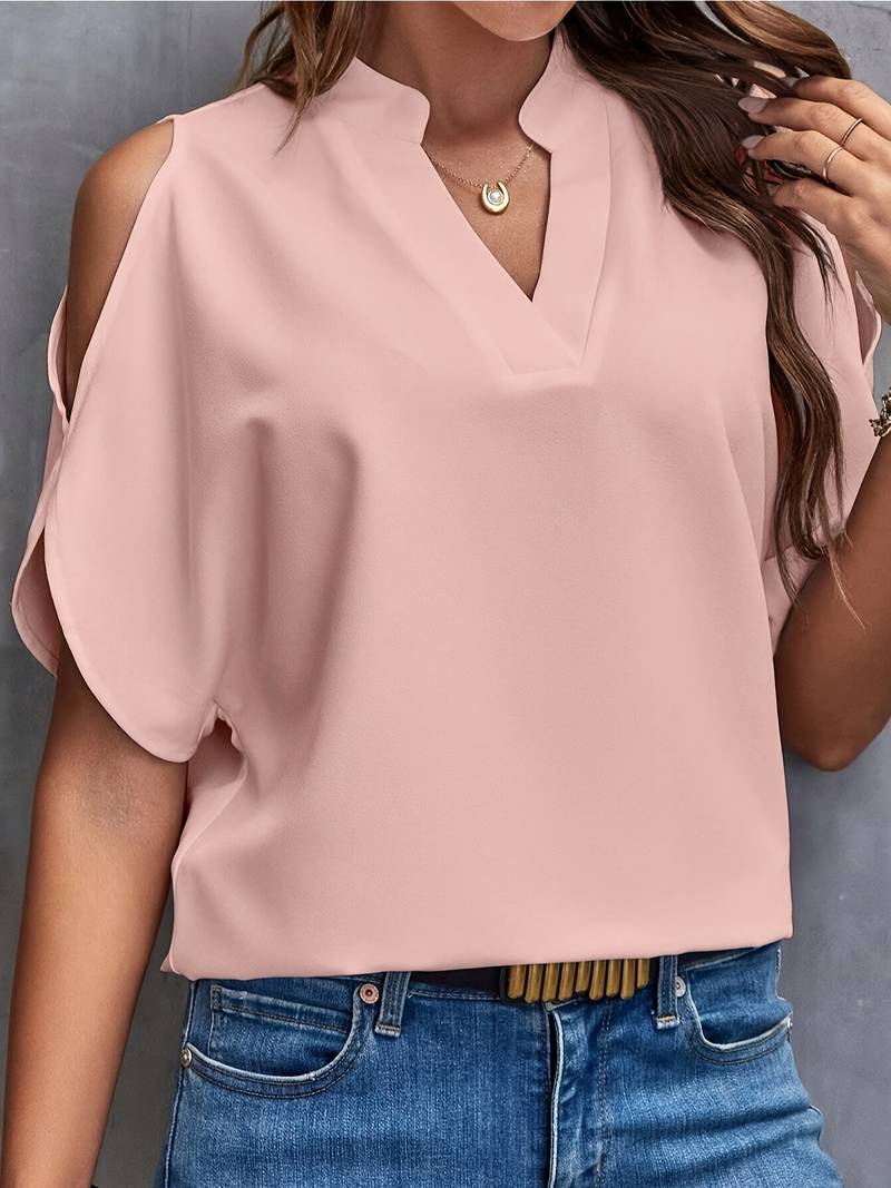 Dam Axelfri Blus Lätt Material Elegant Sommar Bellasverige
