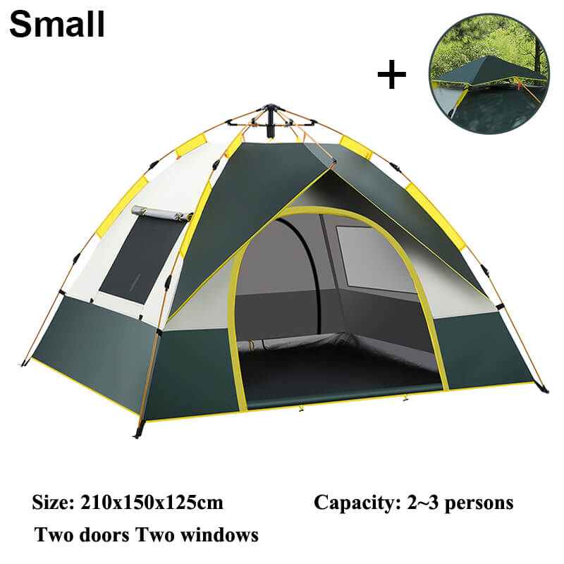 Expresstält 3 Sekunder Helautomatiskt Pop-up Tält Camping & Vandring-Pop-up Tält-BB-Grön 2 Dörrar & 2 Fönster-Small: 1-2 Personer 200x150cm-Hemnix