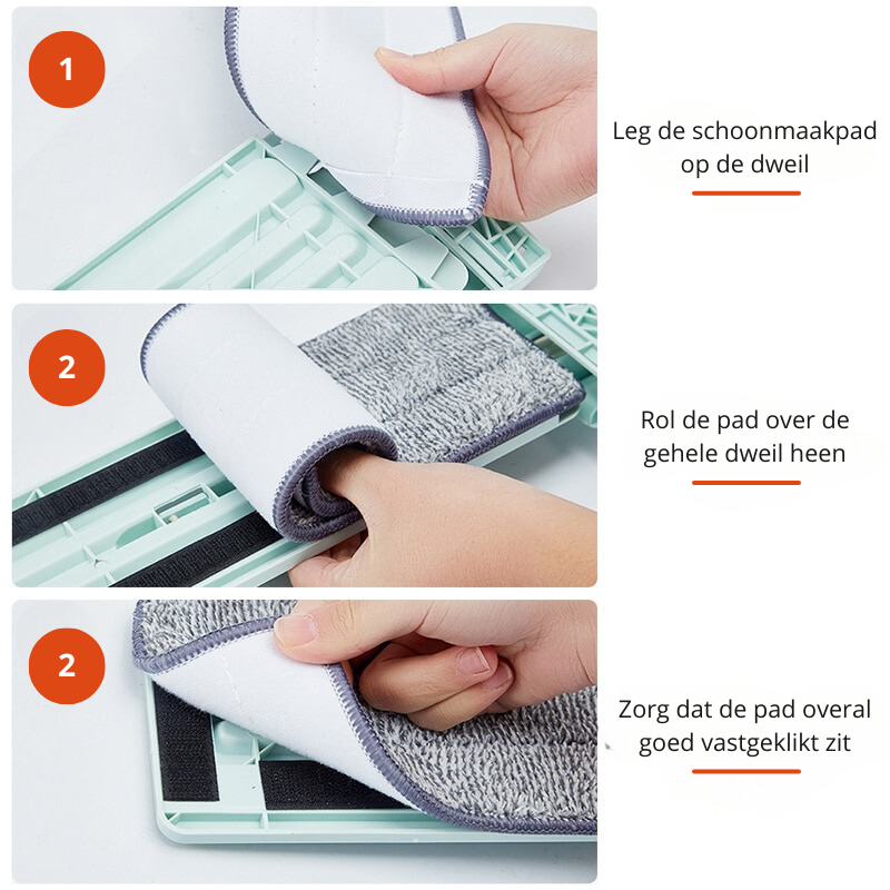 Carvallo FlexiWisch EasyMop | Med vinklad urvridningsfunktion | 2 tvättbara pads | Lätt & kompakt | Används utan hink Carvallo
