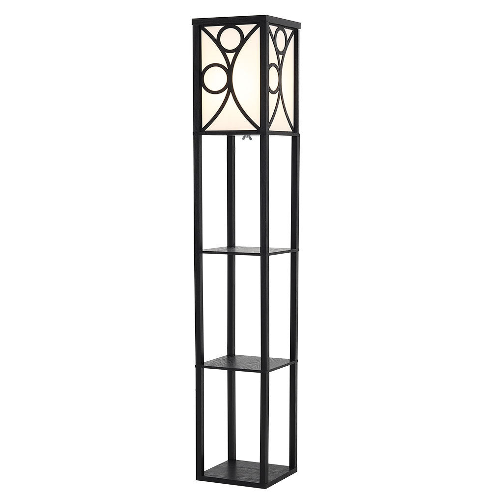 Samtida Golvlampa med Tre Trähyllor Carvallo