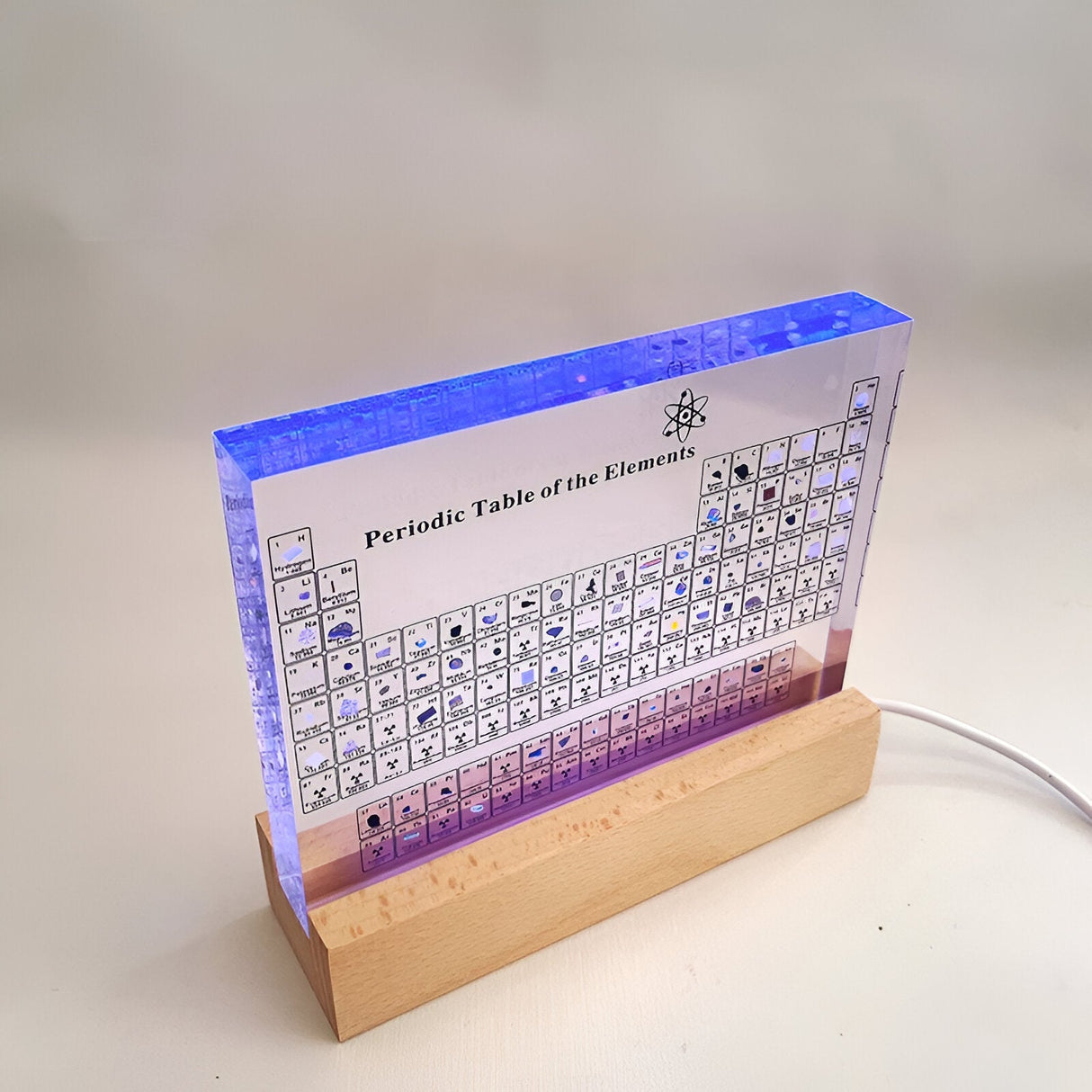 Periodiskt system med riktiga element – Dekorativ akrylskärm Carvallo