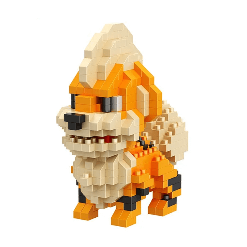 Poke Karaktärs Nanoblocks Anime Byggklossar-Byggsats-BB-Growlithe-Hemnix
