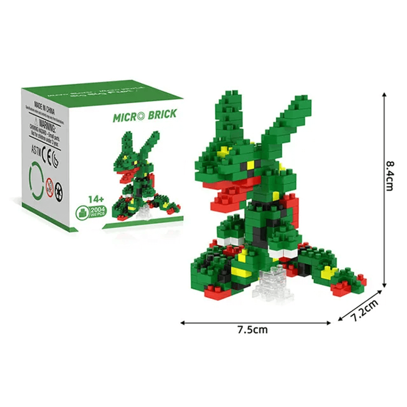 Poke Karaktärs Nanoblocks Anime Byggklossar-Byggsats-BB-Rayquaza-Hemnix