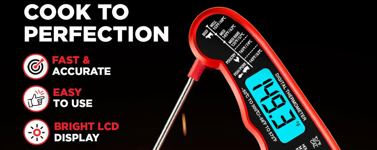 Royallure Instant-Read Kötttermometer, Snabb Digital Probe för Kök & Grillning Carvallo