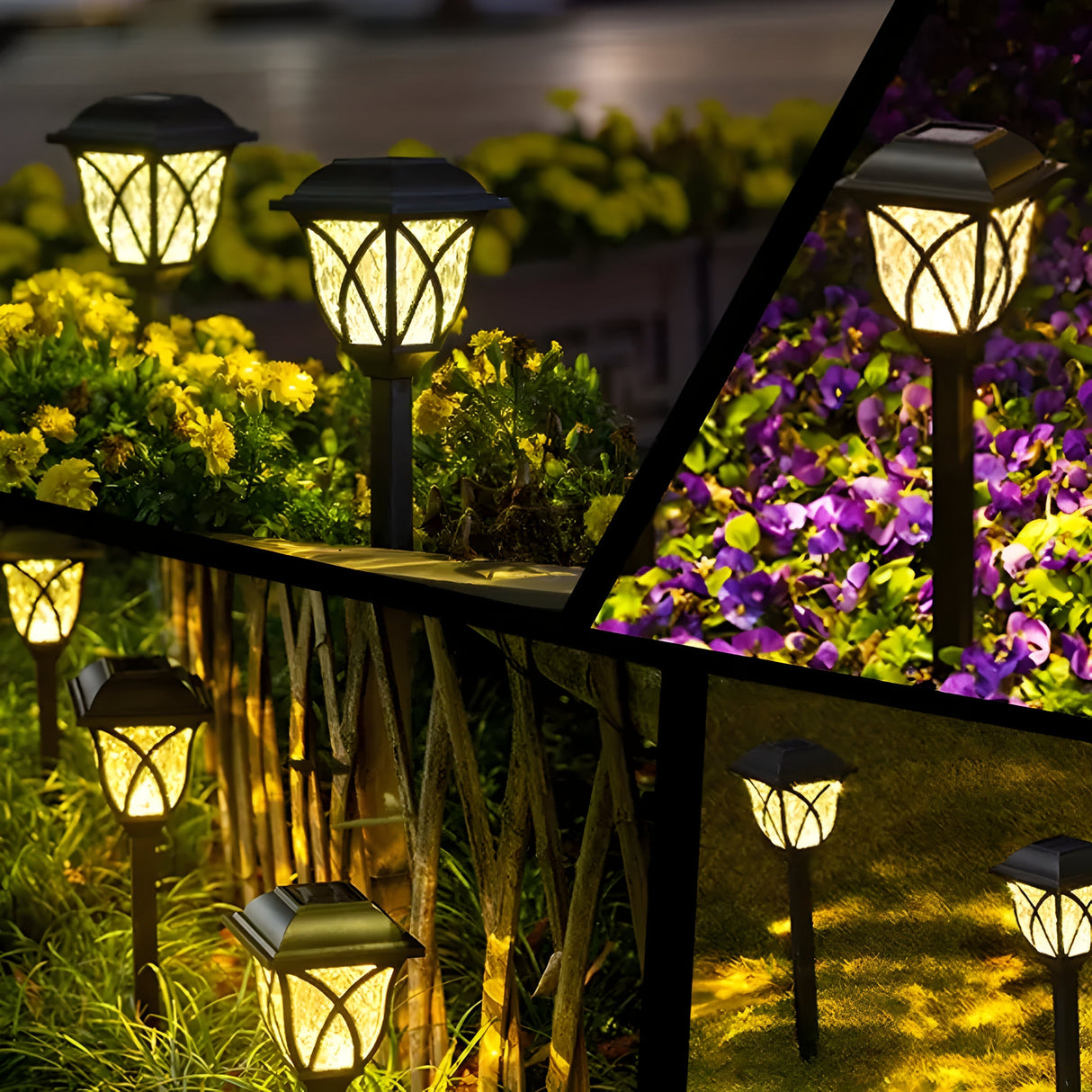 HexaGlow Ljus – 4-pack Retro Fyrkantiga Trädgårdssolarlampor Carvallo