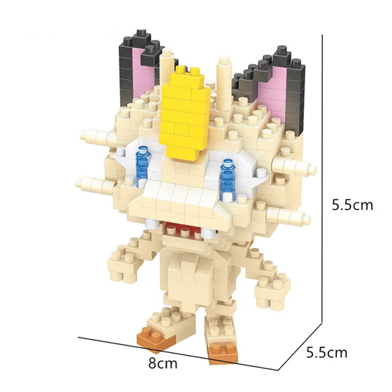 Poke Karaktärs Nanoblocks Anime Byggklossar-Byggsats-BB-Meowth-Hemnix