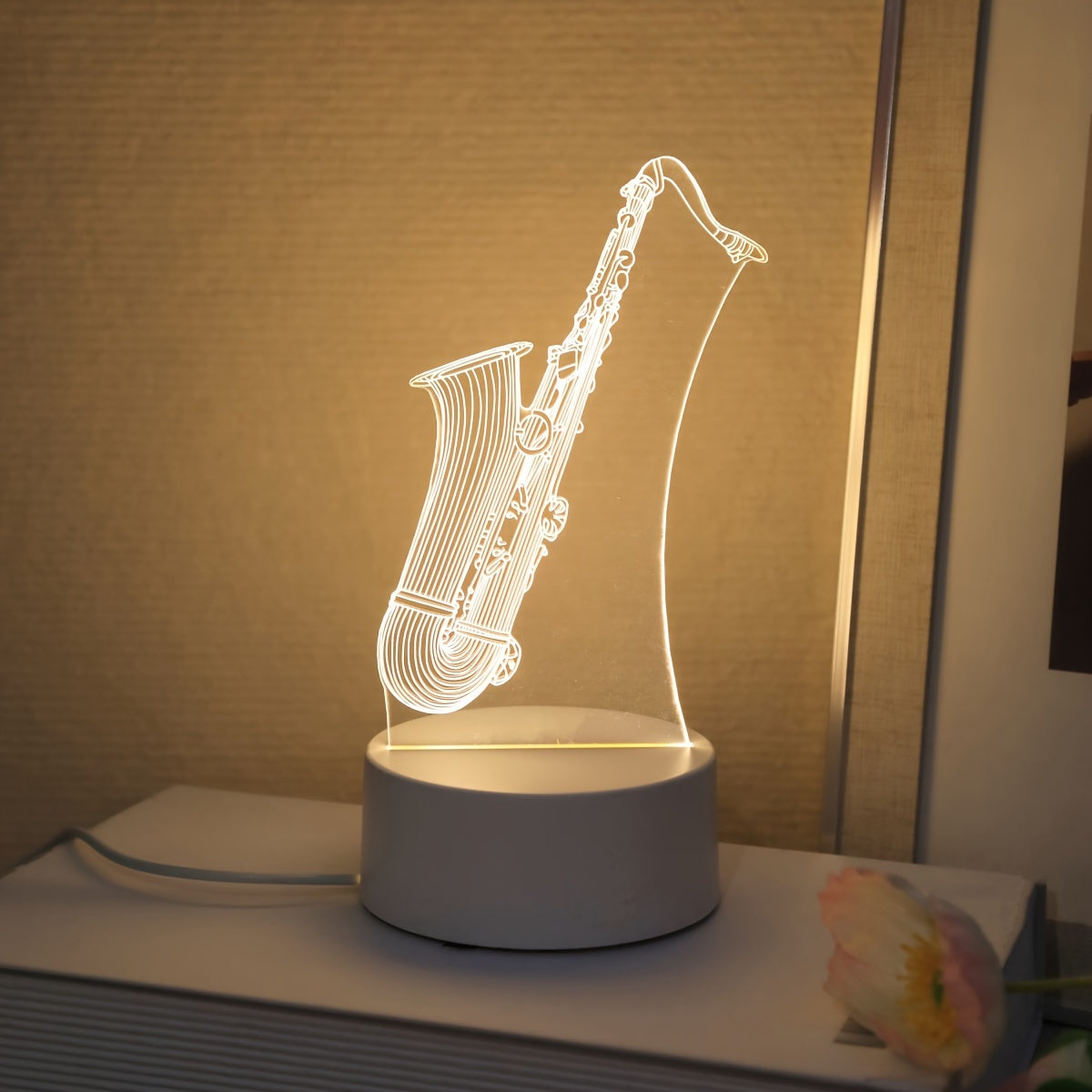 SaxGlow - 3D Saxofon LED Nattljus, USB-Driven Bords- och Lampa Carvallo