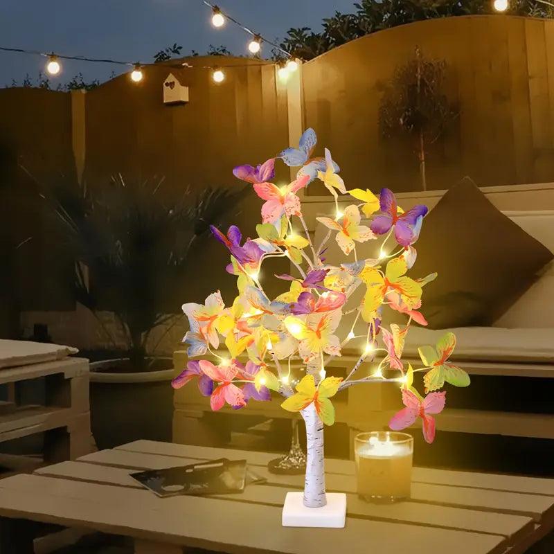 Carvallo Butterfly Light | 24 LED fjärilsbordslampa | USB- & batteridriven | För hem- & festdekoration Carvallo