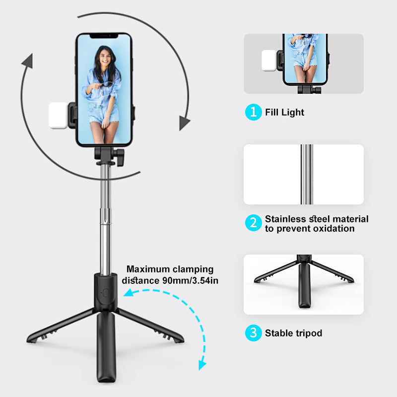 GlowGrip 6-i-1 Bluetooth Selfie Stick-stativ MILA Sverige