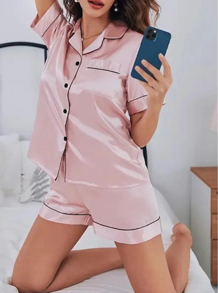 Minimalistiska nattkläder i siden för kvinnor-Hemnix-Hemnix