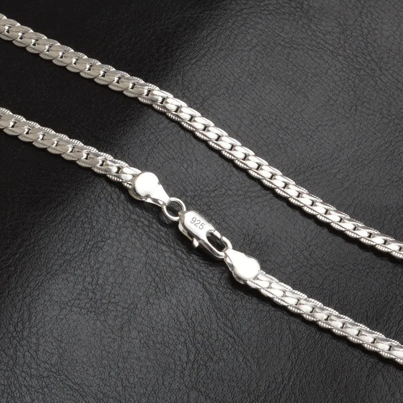 Sterling Silver Platt Kedja Halsband för Kvinnor Carvallo