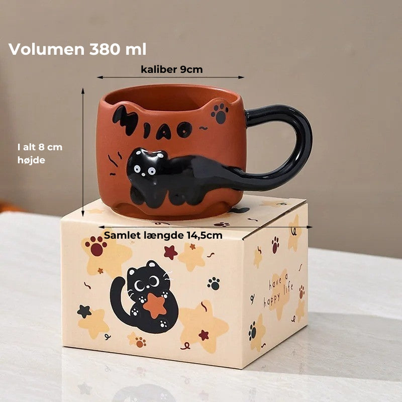 Stapelbara keramiska muggar med katttema - Bedårande kaffe- och tekoppar med handtag MILA Sverige