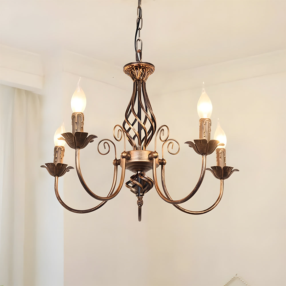 Vintage Bronze Chandlier | 4/6/8 Ljus Matsal Takarmatur i Järn | Brick by Brick Carvallo