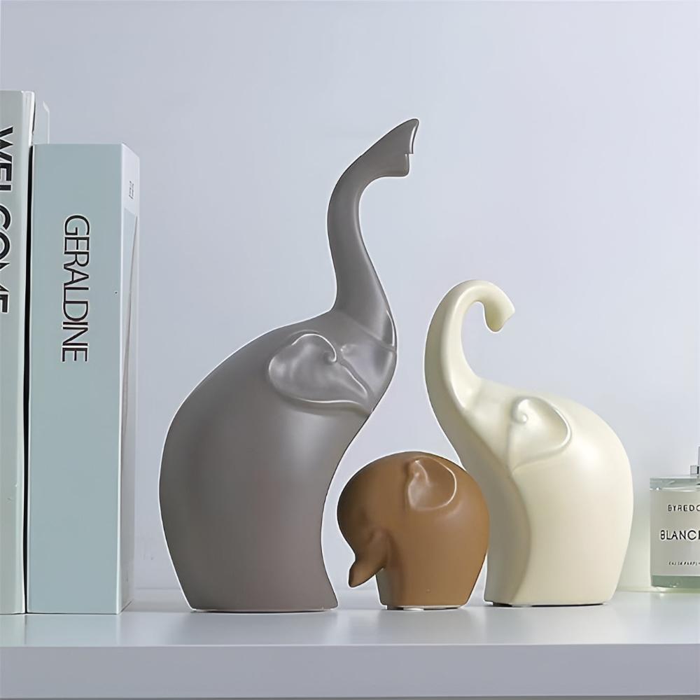 Elegant Serenity Elephant Sculptures – Symbolisk konst för modern inredning MILA Sverige