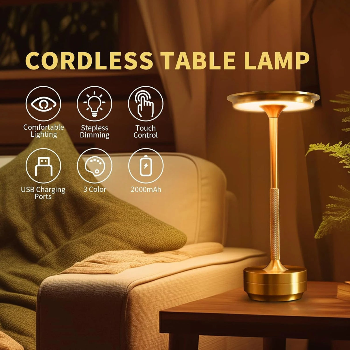 Trådlös Modern Aura Bordslampa - Trådlös Bordslampa med Touchkontroll & Modern Nordisk Design Carvallo