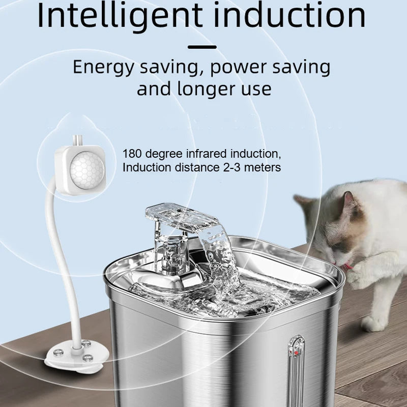 Automatisk Vattenfontän i Rostfritt Stål för Katter Carvallo