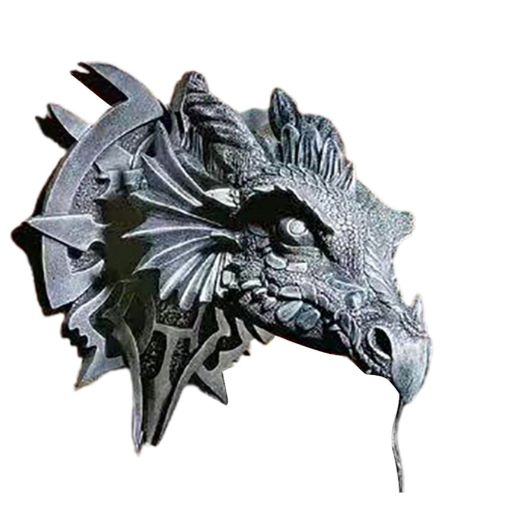 Royallure Dragon Head Wall Mount Hanging Lamp - 18 cm Unik Fantasi Dekor Carvallo