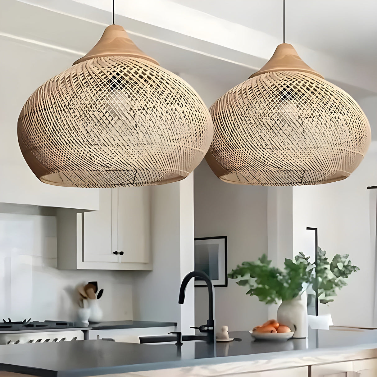 BistroBeam Light - Modern Rattan- taklampa Carvallo