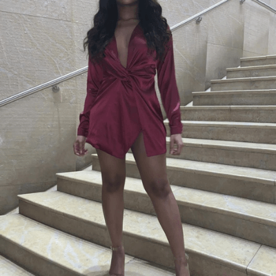 Sommarklänning i rosenröd satin Bellasverige