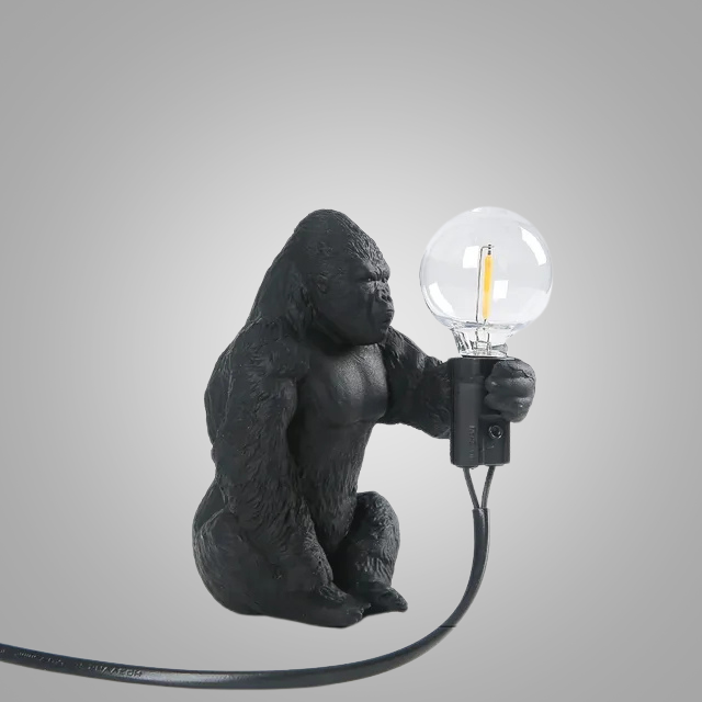 GorillaLux - Unik Gorilla Bordslampa | Modern Djurarmatur med Varm LED Belysning Carvallo