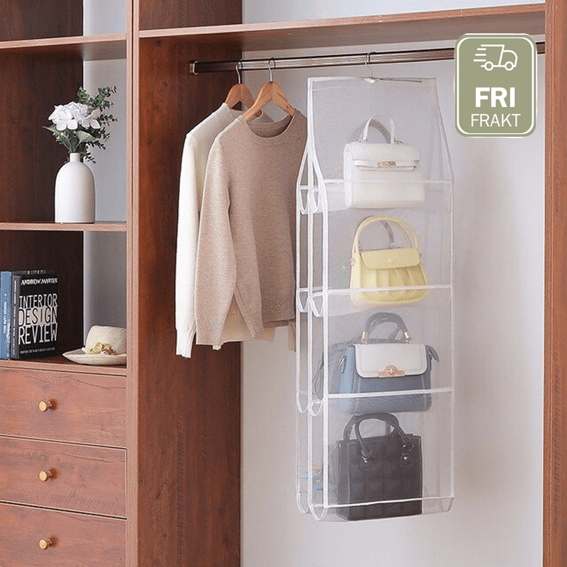 Hängande Garderobsorganisatör för Handväskor och Skor-Organisering Hemmet-BB-4 Hyllplan-Vit-Hemnix