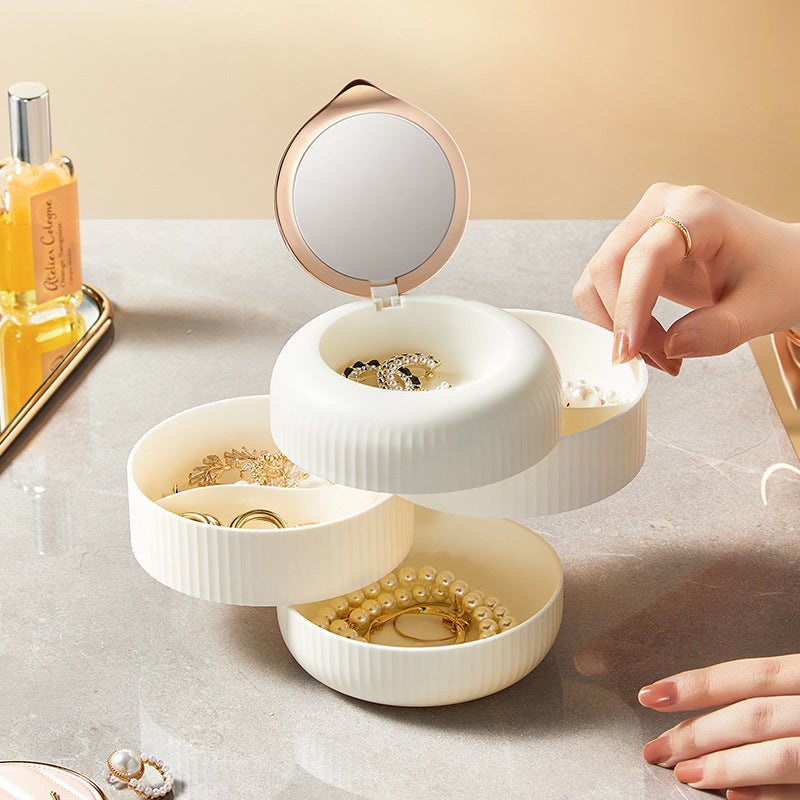 Carvallo – Stapelbar smyckeshållare med flera lager med kompakt spegel och elegant design Carvallo