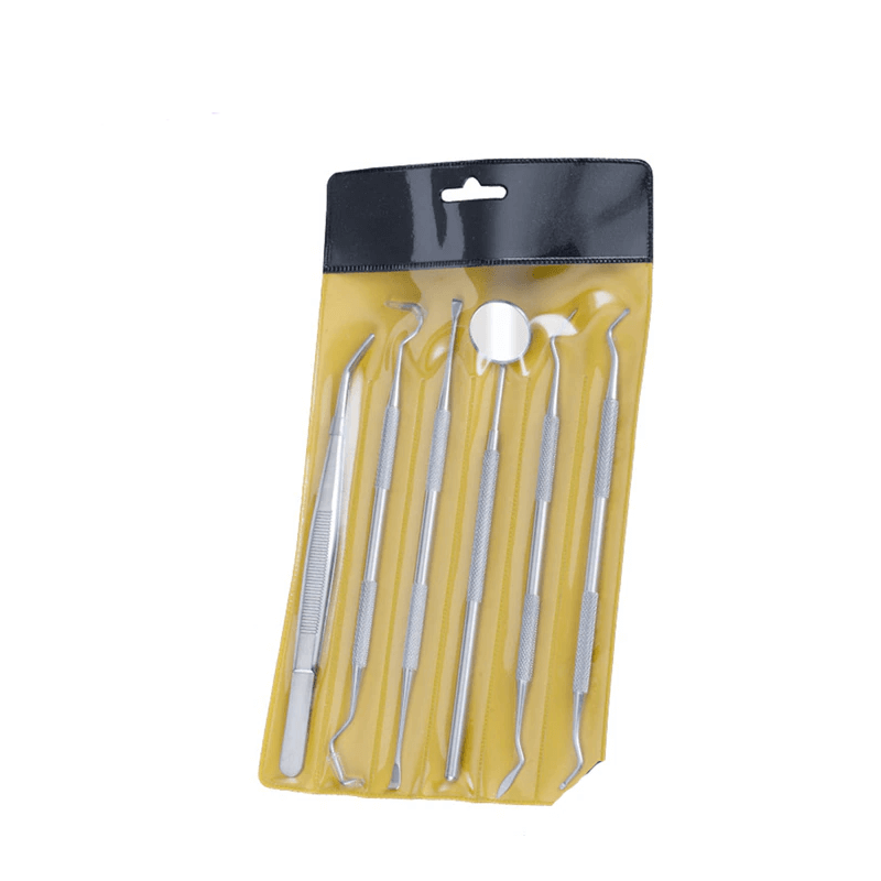 Professionella Tandverktyg i Rostfritt Stål Tandvårdskit-Tandvård-BB-6 st/väska-Hemnix