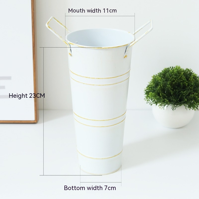 Retro Eisen-Blomkruka med handtag – Dekorativ metallblomkruka för hemmet Carvallo