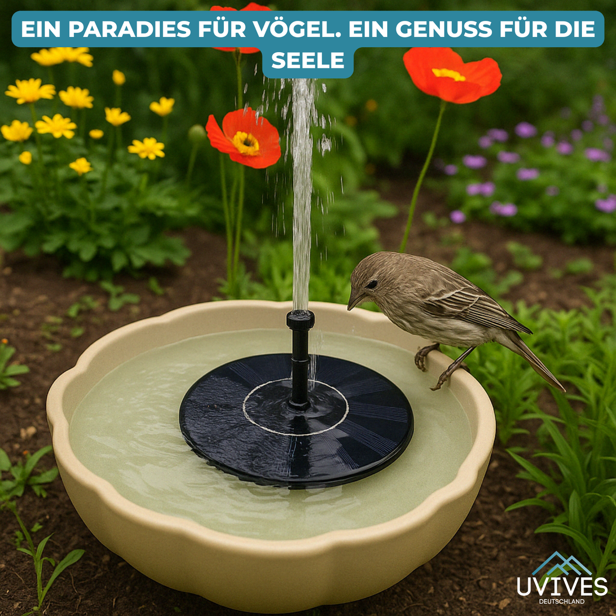 AquaBloom™ – Solart fontän för lugn och elegans i trädgården Carvallo