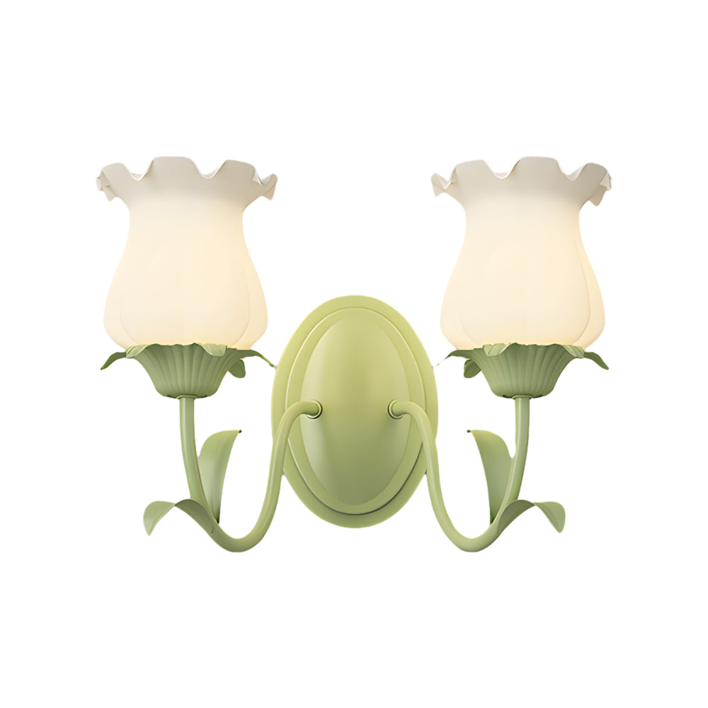 1/2-Lights Blommor Glas Tre-Stegs Dimbar Grön Vägglampa Carvallo