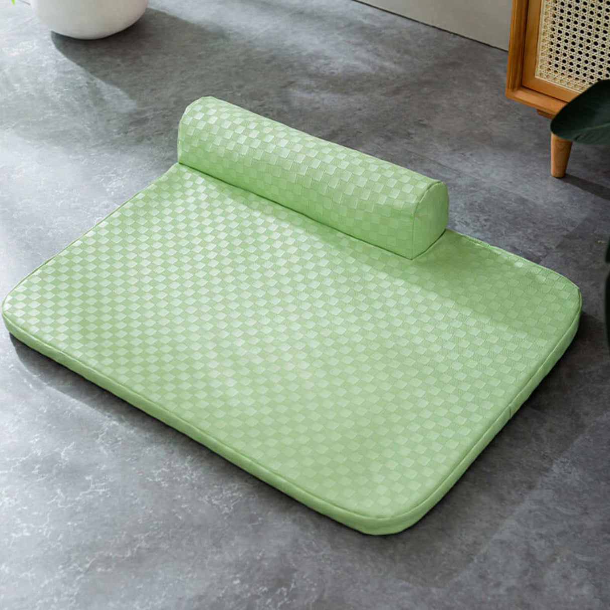 Rutig läder husdjur säng ortopedisk repa beständig tvättbar Carvallo