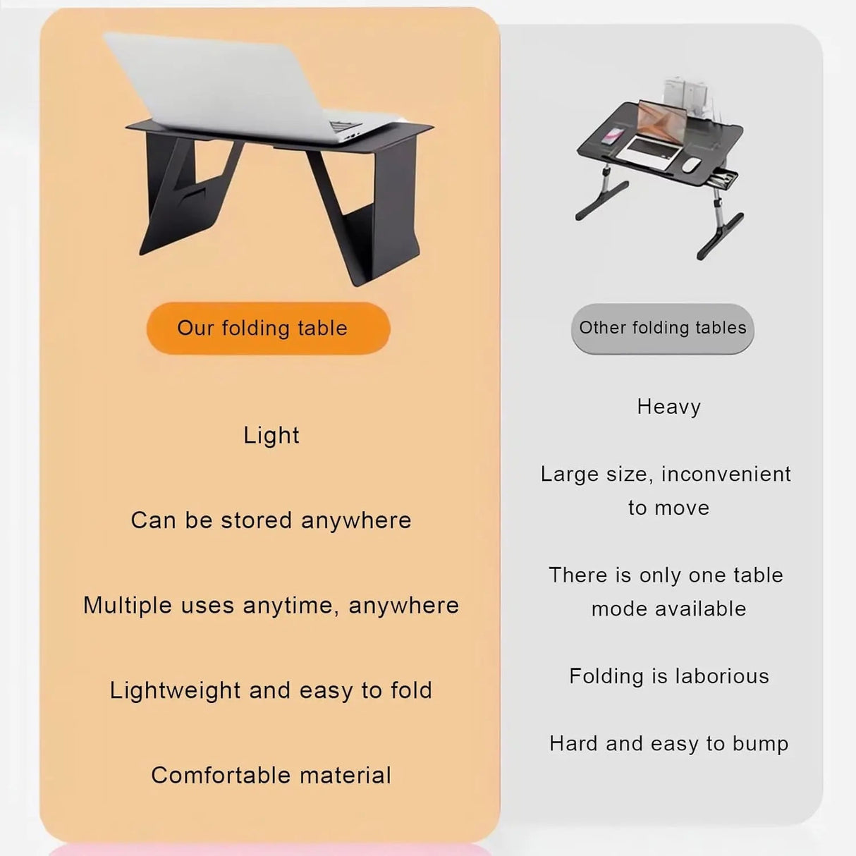 Pappers-tunn Laptop Bord - Bärbart & Lätt Mini Bord för Studier och Läsning Carvallo