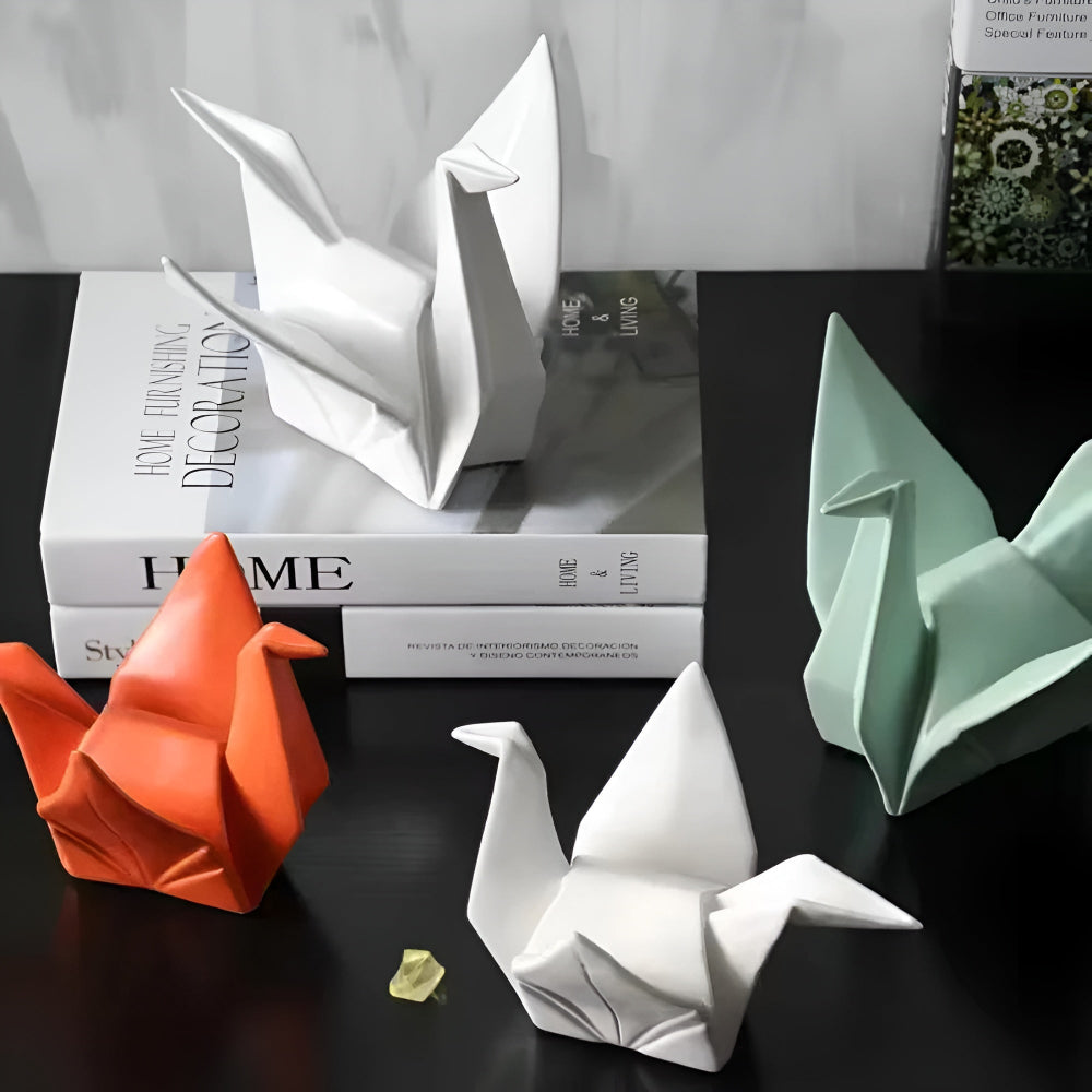 Modern origami fågelstaty – elegant keramisk konstdekor MILA Sverige