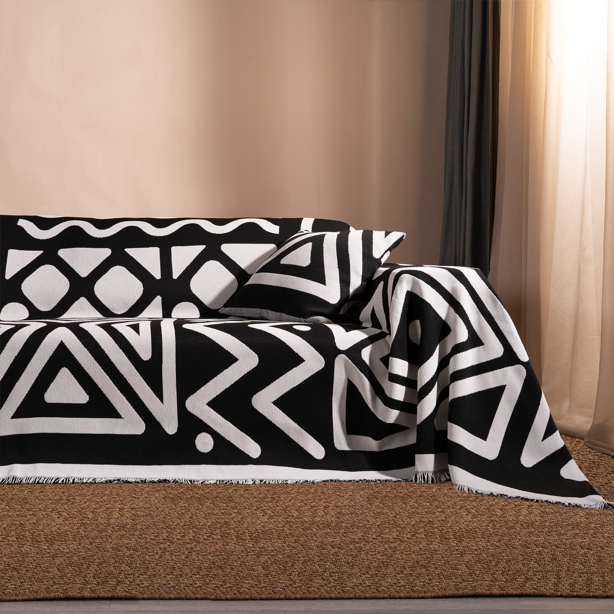 Geometrisk Boho Stil Sofföverdrag - Modern, Stilig & Hållbart Soffskydd Carvallo