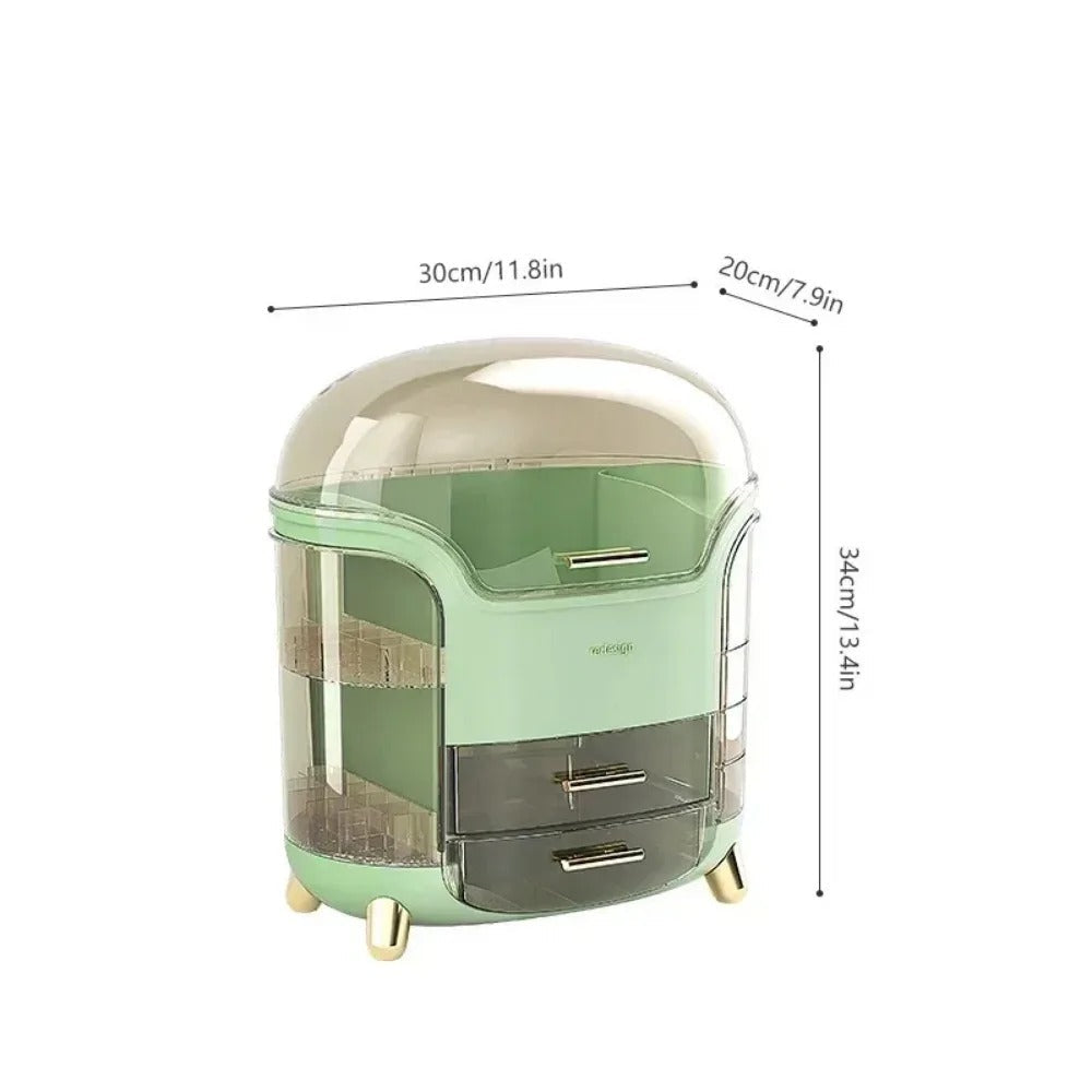 Transparent Desktop Makeup Organizer – Stort kapacitet dammavvisande smycke- och kosmetikaförvaringslåda Carvallo
