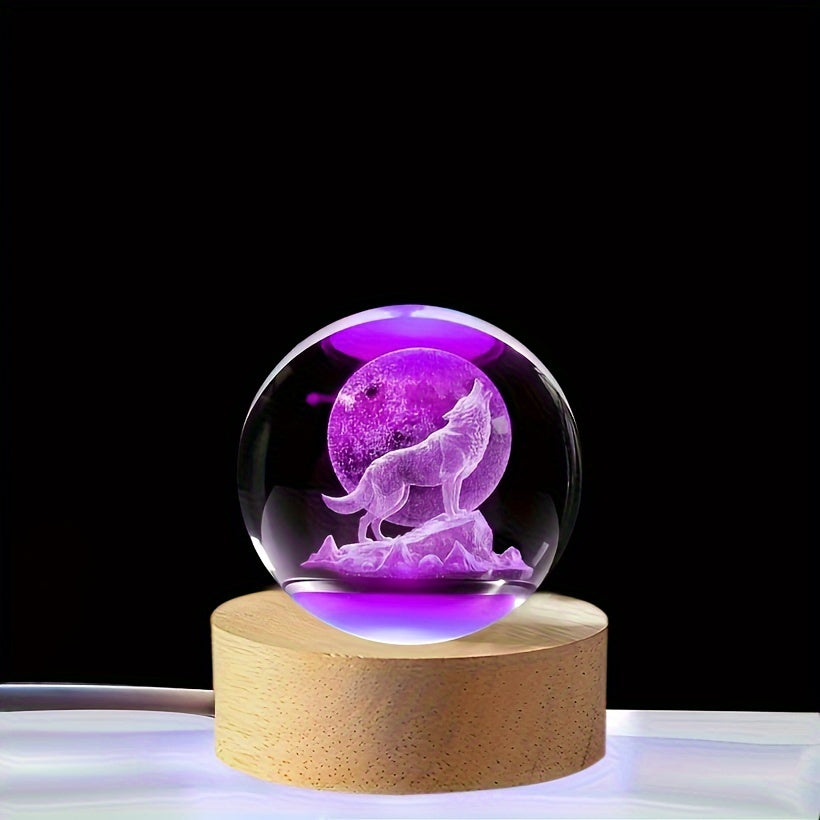 WolfLamp - 3D Snygg Wolf Glas Snöglob USB Nattlampa Carvallo