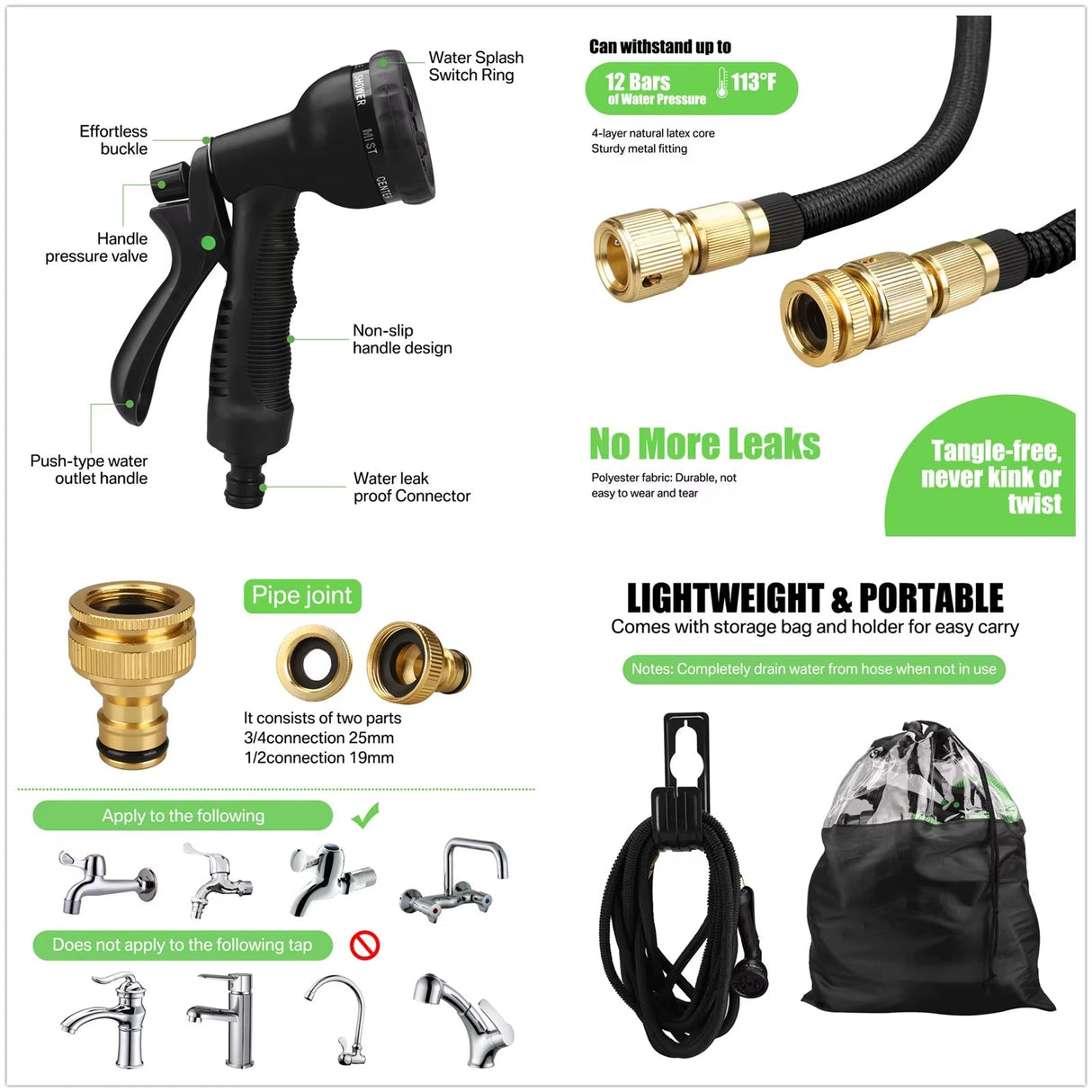 30m Expandbar Trädgårdsslang | Anti-Kink, Trasselfri & Ultra Hållbar för Stora Trädgårdar och Utomhusbruk Carvallo