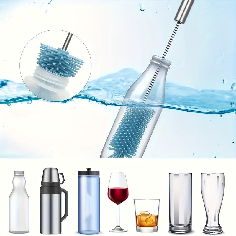 Återanvändbar 360° silikonflaskskrubbborste – Manuell rengöring för flaskor, burkar och glas MILA Sverige