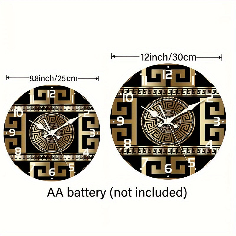 Stille icke-tickande trähärdsklocka - Grekisk nyckeldesign, kvarts mekanism Carvallo