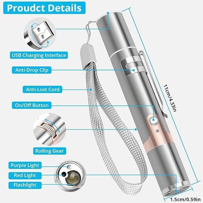 Katt leksak uppladdningsbar rostfritt stål laserljus Carvallo