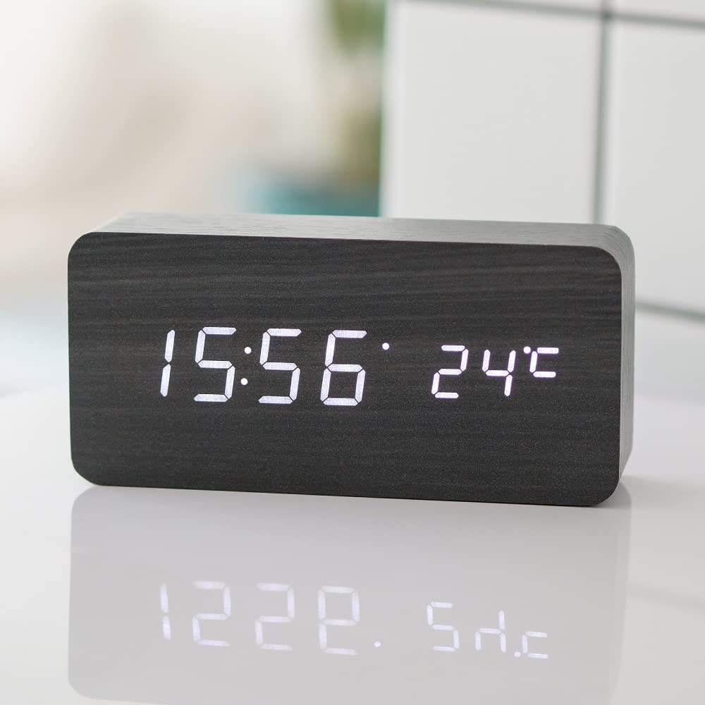 Väckarklocka Digital Trä LED Skärm Carvallo