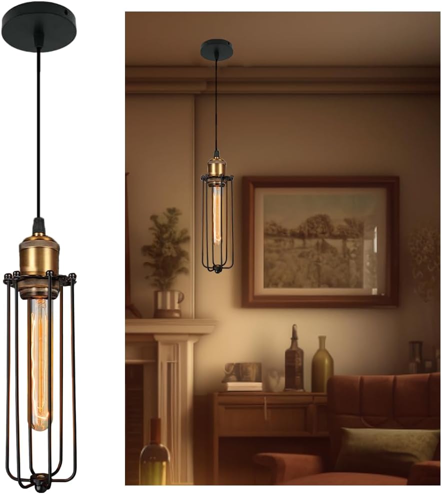 Industriell hängande ljus i retrodesign – Vintage hänglampa med metallgaller Carvallo